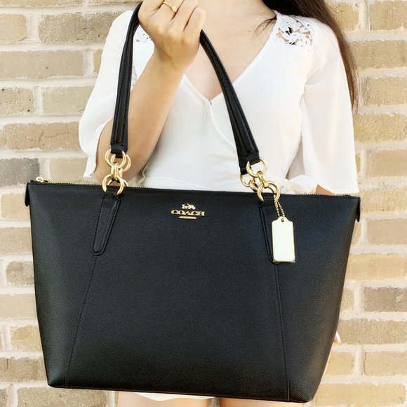 Coach crossgrain ava tote shoulder bag black Clearance